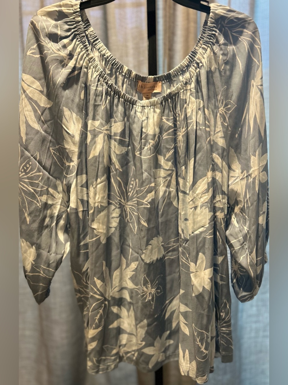 Philosophy Blue Tunic with White Floral Print